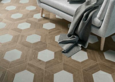 60 Trapezium Wood Mid Hexa Floor Ice White Matt WOW Tiles By Tile & Wood Flooring